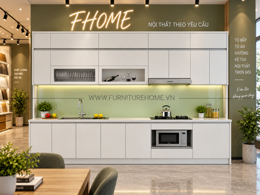 Tu Bep Go Cong Nghiep Dep Tai Showroom Fhome