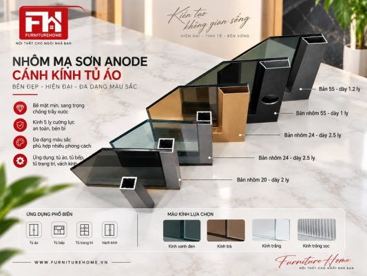 cánh kính khung nhôm tủ quần áo