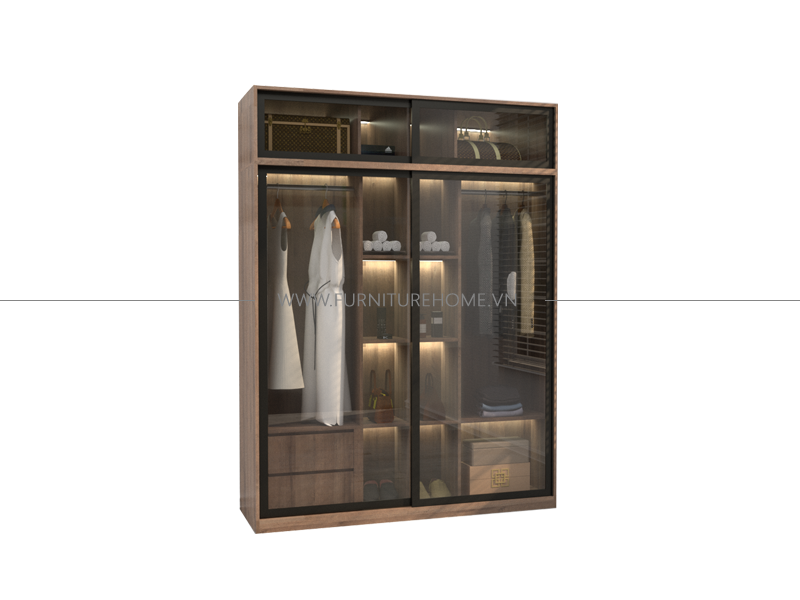 Tủ quần áo cửa kính lùa 1m8 x 2m4 | FHTACK409 - furniturehome.vn