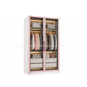 tủ quần áo MDF cánh kính ngang 1m