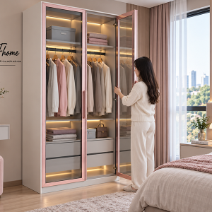 mẫu tủ quần áo kính 1m x 2m hiện đại