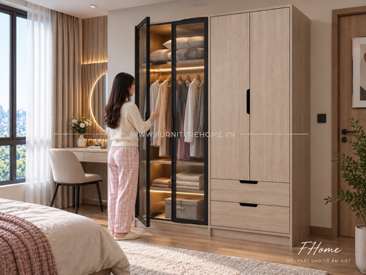 Bảng Màu Kính Cho Tủ Quần áo Phối Kính Gỗ
