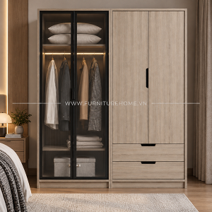 Chất Liệu Gỗ Công Nghiệp Dùng Cho Tủ Quần áo Phối Kính Gỗ