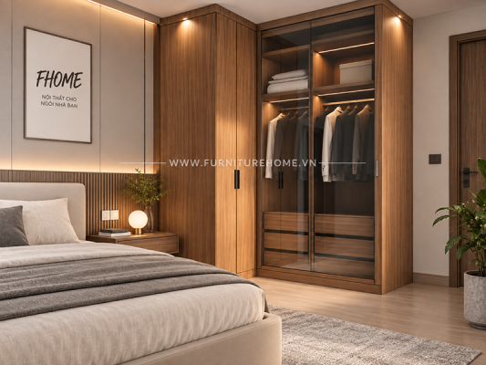 Tủ Cánh Kính L Phù Hợp Với Phòng Ngủ