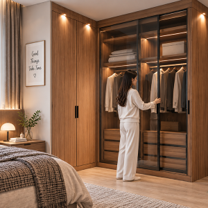 Tủ Cánh Kính L đẹp Cho Phòng Ngủ