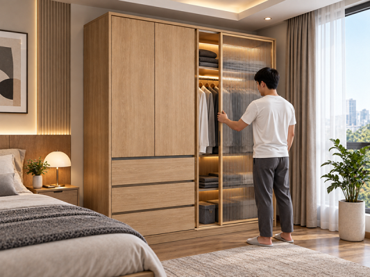 Cánh Kính Khung Nhôm Kết Hợp Cánh Gỗ