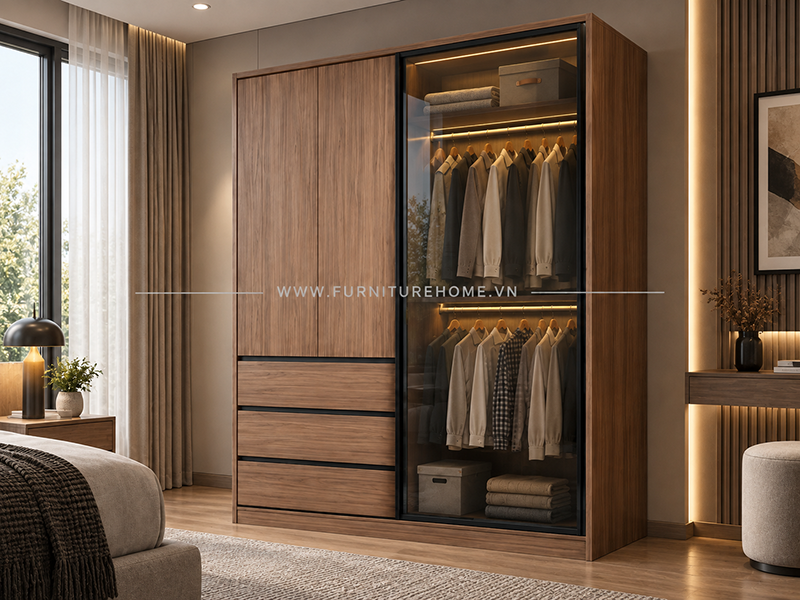 Mẫu Tủ áo Kính Phòng Ngủ Hiện đại Mẫu Tủ áo Kính Phòng Ngủ Hiện đại