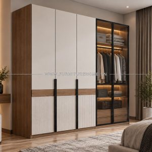Tủ Kính Cánh Gỗ Fhtckcg005