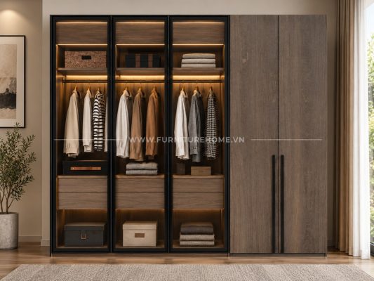 Tủ Kính Gỗ đẹp Fhtckcg006