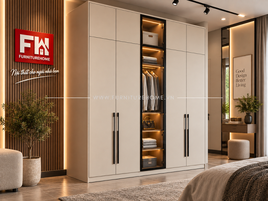 Tủ Kính Khung Nhôm Gỗ Fhtckcg007
