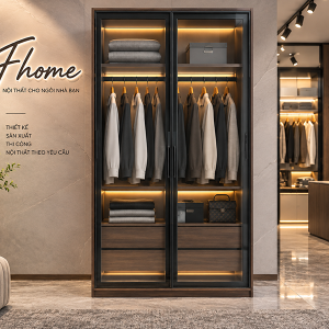 Tủ Quần áo Mdf Cánh Kính 1m Cao 2m