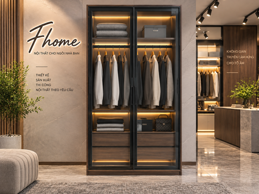 Tủ Quần áo Mdf Cánh Kính 1m Cao 2m