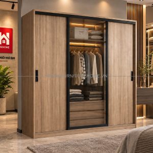 Tủ Quần áo Mdf Cánh Kính Và Cánh Gỗ Hiện đại