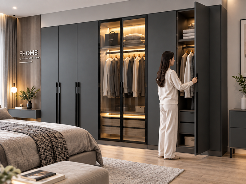 Tủ Quần áo Cánh Kính 3m Tủ Quần áo Cánh Kính 3m