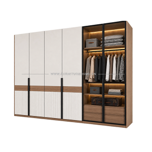 Tủ Quần áo Cánh Kính Kết Hợp Cánh Gỗ Fhtckcg005