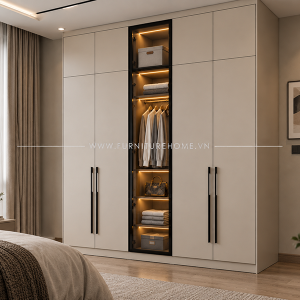 Tủ Quần áo Cánh Kính Kết Hợp Cánh Gỗ Fhtckcg007