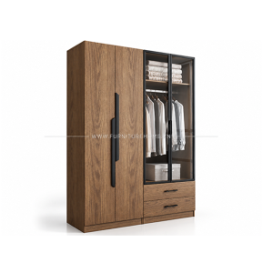 Tủ Quần áo Cánh Kính Kết Hợp Cánh Gỗ Fhtckcg009