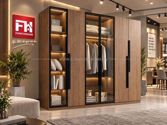Tủ Quần áo Gỗ Công Nghiệp Cánh Kính Hiện đại