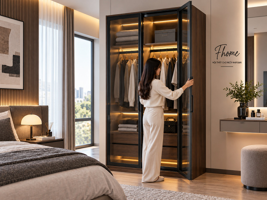 Tủ áo Kính 1m Phòng Ngủ Nhỏ