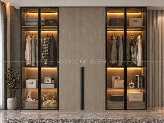 Tủ áo Kính Cánh Gỗ Công Nghiệp